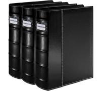 CD DVD Storage Binder with Zipper - Holds 56 Discs & 28 Booklet Pockets & 56 Tag Slot, High-end PU Leather Cover for Blu-ray Movies, Music CDs, Audio Disks, Portable Media Organizer (3 Pack)