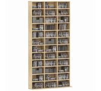 CD DVD Storage Rack Media Shelf Unit 36 Cube Organizer Oak 195cm