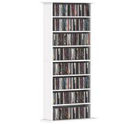 CD DVD Storage Unit Media Shelf Tower Adjustable Shelves White Organizer