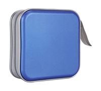 CD & DVD Storage Wallet - Hard Plastic Organizer, 40 Capacity, Portable, Blue