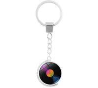 CD Music Record Keychain Old-Fashion Vinyl Record Charm Key Ring Metal Decorative Key Ring Music Themed Keychain Bag Pendant Charm