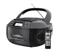 CD Player & Cassette Tape Player, Portable CD Player Boom Box with 3W Dual Speakers, Handle & Remote Control, Compatible with Multiple CD Formats, for Enjoying Music and Gatherings,Black