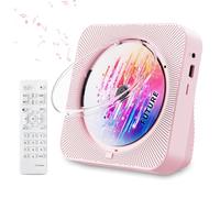 CD Player, Portable Bluetooth 5.1 Desktop CD Player with HiFi Sound Speakers, Remote Control, Dust Cover, LED Display, Boombox FM Radio, USB/AUX for Home, Gift, Kids (Pink)