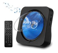 CD Player, Portable Bluetooth 5.1 Desktop CD Player with HiFi Sound Speakers, Remote Control, Dust Cover, LED Display, Boombox FM Radio, USB/AUX for Home, Gift, Kids (Black)