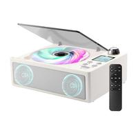 CD Player Portable, Desktop CD Players for Home with Rechargeable Battery, Dual Speakers, Support USB/TF Card/AUX/FM with Remote Control, LCD Display, Headphone Jack for Entertainment,White