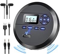 CD Player Portable, DESOBRY Portable CD Player with Speakers & FM Transmitter, Compact CD Player for Car Built-in 2000mAh Rechargeable Battery (MP111B-UK)