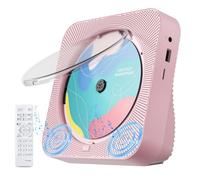 CD Player Portable with Bluetooth 5.1Desktop CD Player with HiFi Sound Speakers,Remote Control,Dust Cover,LED Display,Boombox FM Radio,USB/AUX for Home (Pink)