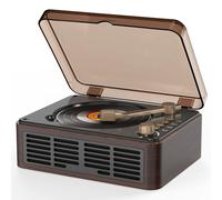 CD Player Portable with Bluetooth，Double HiFi Sound Speakers,Desktop CD Music Players,Support AUX/USB/Headphone Jack/Music Fiber Optics/FM Radio Boombox for Home,Office (Brown)