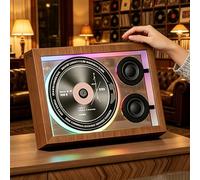 CD Player with Decorative Photo Frame Design, Built-in Speakers and Ambient Light, Compatible with CD, CD-R, CD-RW, MP3 and WMA, for Home, Office and Wall Mount Display wood color