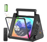 CD Player with Portable Handle, Special Triangle Design, Upgraded Bluetooth CD Player with 8 Modes RGB Lights, 4000mAh Rechargeable Battery, 20W Speakers, Remote Control, OPT/AUX/USB/FM Radio (Black)