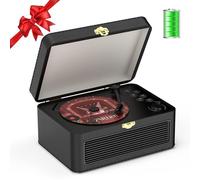 CD Players for Home Retro: Kegaudio CD Player Portable Bluetooth Black PU Speakers & Radio & Remote Control Vintage CD-Player Support USB/AUX Playback Headphone jack