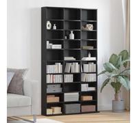 CD Shelf Black Oak Look Made of Wood Material 101 x 23 x 177.5 cm with 30 Shelves, Modern Storage Space for Living Room and Office, Compact and Space Saving for Media Storage