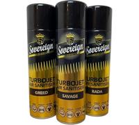 CD Sovereign Aerosols 3-Pack Designer Fragrance Turbojet Air Sanitiser & Freshener Spray 500 ml - Savage, Greed, RADA - Odour Neutraliser for Car, Home, Office & Gym