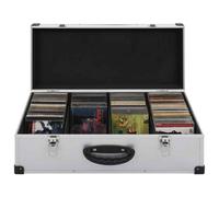 CD Storage Box Hard Lockable Case Holder Holds up to 80 CDs Silver