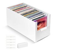 CD Storage Box, Stackable Plastic CD Organizer, Hold Up to 25 CDs, CD Storage Case for desk and Shelf