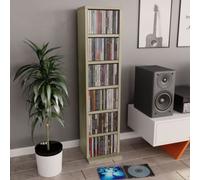 CD Storage Cabinet Engineered Wood Media Storage Organizer Shelf Holder Rack