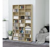 vidaXL 15 Open Shelf Smoked Oak CD Cabinet - Size: 89.5 x 100 x 23cm - Brown - Wilko