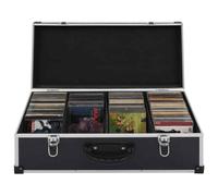 vidaXL CD Case for 80 CDs Aluminium ABS Black Storage Recorder Holder Box