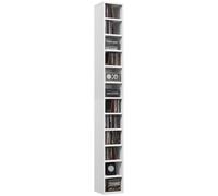 CD Storage Tower 12Tier White MDF/Particleboard 21x20x175cm AntiTip Holds 204CDs