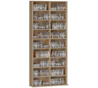 CD Storage Tower 78.5x24x175 cm Natural Wood Finish Particleboard 640CD/360DVDs