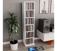 CD Storage Tower Rack, Media Storage Cabinet CD Shelf White 21x20x88 cm Engineered Wood