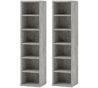 CD Storage Unit Set of 2 Cement Grey Particleboard 88.5H x 21W x 22.5Dcm 6-Comp