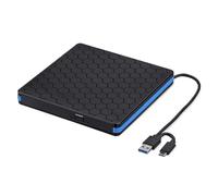 CD Writer And Play USB3.0 Type C External DVD RW Burner High Speed Transfer Player Optical Drive Space Saving(Blue Border)