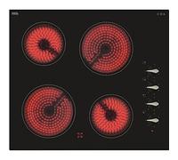 CDA HC6212FR 60cm Four Zone Ceramic Hob, Frameless, Black Glass