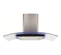 CDA 90cm Curved Glass Chimney Hood with LED Edge Lighting - Stainless Steel