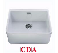 CDA Belfast 1.0 Bowl White Ceramic Kitchen Sink & Waste KC11WH