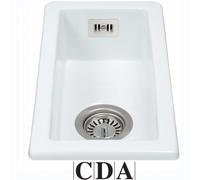 CDA Ceramic 1.0 Bowl White Ceramic Undermount Inset Kitchen Sink & Waste KC41WH