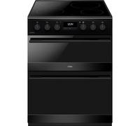CDA CFC6100MB 60 cm Freestanding Ceramic Electric Cooker with Double Oven & Air-Fry Tray - Black - Energy Class A/A