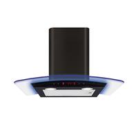 CDA EKP60BL 60cm Curved Glass Chimney Hood with LED Edge Lighting - Black
