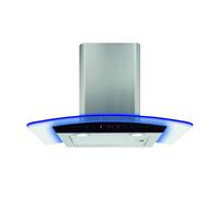 CDA EKP60SS 60cm Curved Glass Chimney Hood with LED Edge Lighting - Stainless Steel