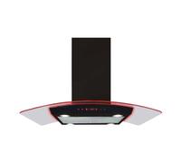 CDA EKPK90BL Curved glass island extractor with edge lighting, Ducted/re-circulating, Edge lighting in 3 colours