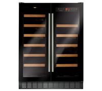 CDA FWC624BL 60cm Freestanding/Under Counter Double Door Wine Cooler, 40 Bottle Capacity, Black
