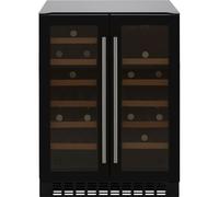 CDA FWC624BL 60cm Double Door Dual Zone Under Counter Wine Cooler