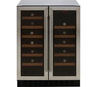 CDA FWC624SS 60cm Double Door Dual Zone Under Counter Wine Cooler Stainless Steel, 400044403