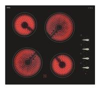CDA HC6212FR 60cm Four Zone Ceramic Hob, Frameless, Black Glass