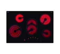 CDA HC7621FR 77cm Five Zone Ceramic Hob, Frameless Black Glass
