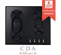 CDA 60cm Gas on Glass 4 Burner Gas Hob - Black