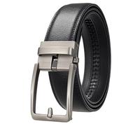 CdaTgley Ratchet Belt Men's Genuine Leather Ratchet Belt 1 3/8",Black,130cm