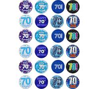 cdb 24 70th Birthday blue male edible Iced Icing CupCake Fairy Cake Toppers