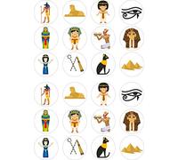 cdb 24 Ancient Egypt Iced / Icing Cupcake Topper Edible Fairy Cake Bun Toppers Round