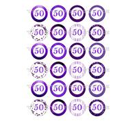 cdb 24 edible 50th Birthday Purple style party decorations Toppers Iced / Icing Cupcake Topper Fairy Cake Bun Frosting Round