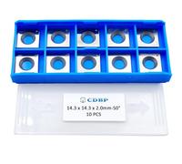 CDBP 14.3mm Square Carbide Inserts Cutters Knives with 2 Cutting Edge 14.3×14.3×2.0mm-50° for King Canada/Rikon/Cutech/Craftex/Magnum/WEN Spiral Cutter Head, 10pcs