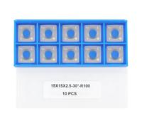 CDBP 15mm R100 Square Carbide Inserts for Spiral Planer Woodturning, 10PCS | 4" Radius Edge, Smooth Shearing Cut, Fits Spiral And Helical Heads, Precision Ground 15×15×2.5mm, Durable Tungsten Carbide