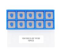 CDBP 15mm R150 Square Carbide Inserts for Spiral Planer Woodturning, 10PCS | 6" Radius Edge, Smooth Shearing Cut, Fits Spiral And Helical Heads, Precision Ground 15×15×2.5mm, Durable Tungsten Carbide