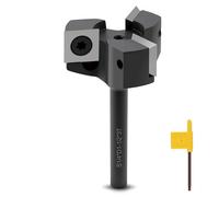 CDBP CNC Flattening Bit Soilboard Surfacing Router Bits 1/4" Shank, 1-1/2" Cutting Diameter with 3 Wing, 12mm Carbide Insert Planer Bit for Slab Flattening Woodworking Levelling and Face Milling