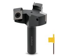 CDBP CNC Soilboard Surfacing Router Bits 1/2" Shank, 2" Cutting Diameter with 3 Wing, 12mm Carbide Insert Planer Bit for Slab Flattening Woodworking Levelling and Face Milling